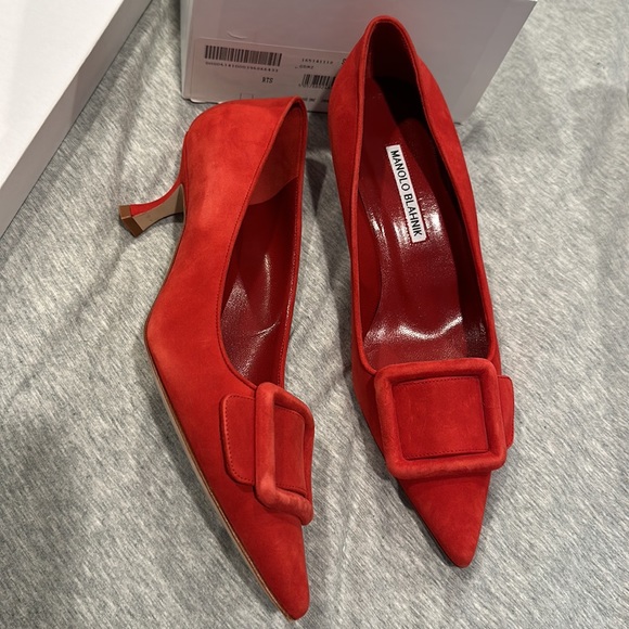 Manolo Blahnik Shoes - RED  MANOLO maysale suede 50mm